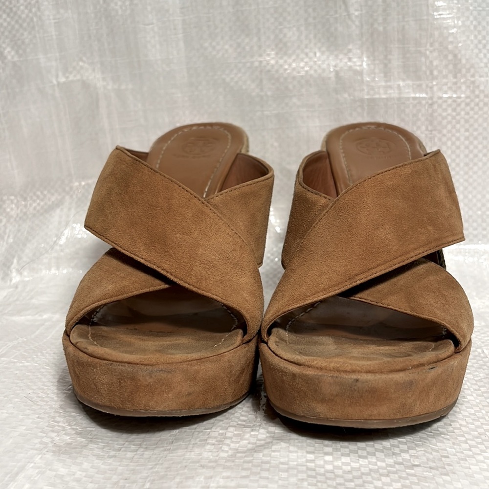 Tory Burch Kristen Wedges Gold Logo Tan leather - Picture 5 of 10